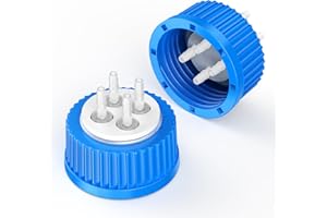 ZHANXUBIO GL45 Liquid Media Extractor Cap,GL45 Safety Cap with Holes, VapLock Solvent Delivery Cap (4-Port 1/6inch)