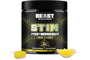 Beast Pharm | Pre Workout Powder | Eddie Hall's STIM | 390g / 30 Servings | Lemon Sherbet