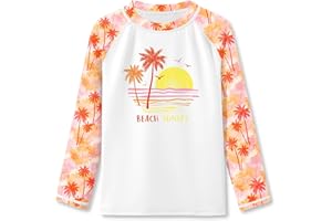 BesserBay Mädchen Rundhals Langarm Rash Guard Shirt UPF 50+ Raglanärmel UV Badeshirt 110-150