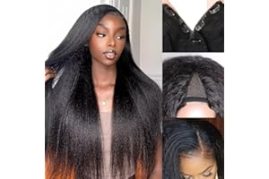 UNILO Yaki Straight V Part Wig Human Hair for Women Perruque Cheveux Humain Upgrade U part wig human hair Perruque Femme Naturelle Brésilien Glueless Wig less leave out no lace wig human hair 22 Pouce.
