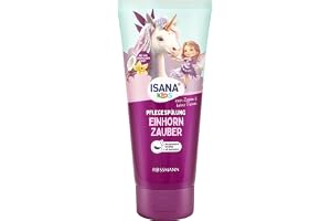ISANA KIDS balsam enhörning magi, 200 ml rör – reda ut hår och förbättra kambarheten märkbart – med pantenol och sesamolja