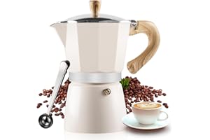 VINEKRAFT Moka Pot, 6 Cup Italian Espresso Maker, ‎Aluminium Stove Top Coffee Maker with a Coffee Clip Spoon, 270ml