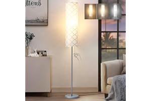 GyroVu Floor Lamp for Living Room, 65” Standing Lamp Tall Lamps for Bedroom with Paper Lampshade 3 Color Temperatures Floor Light for Living Room(Bulb Included)