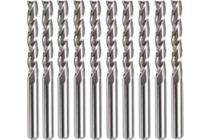 Bestgle 10pcs 1/8" Shank Tungsten Carbide Flat End Mill Cutter Spiral Upcut CNC Router Bit for MDF Acrylic Wood PVC, 3 Flutes, Flat End, 22mm Cutting Length, (3.175 x 22mm)