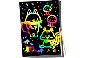 MORJCG 20Pcs Scratch Art for Kids, Art, Paper, Rainbow Magic Notes Paper Arts DIY, Christmas, Birthdays Gift (JY20ZYJGHZ)