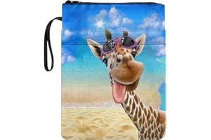 Poceacles Custodia per libri con copertina rigida, libri in brossura, libri di testo, motivo giraffa, custodia per libro con cerniera e spazio aggiuntivo, materiale in poliestere resistente