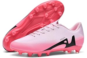 WOWEI Crampons de Foot Homme Professionnel Chaussures de Football Garçons Homme Crampons Antidérapants pour Entraînement Athlétisme Adolescents (Rosa-2, 43EU)