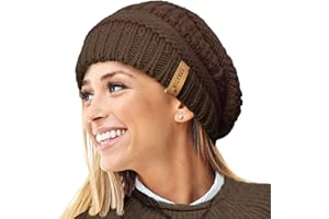 TOSKATOK Ladies Warm Slouch Knit Winter Beanie Hat with Supersoft Velour Thermal Lining ski Cap