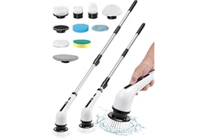 M.J COMFY-LIFE Electric Spin Scrubber - Cordless Bathroom Cleaning Brush with 9 Heads & Toilet Attachment, 2-Speed Sonic Scrubber for Tile, Shower & Floors (Rechargeable)
