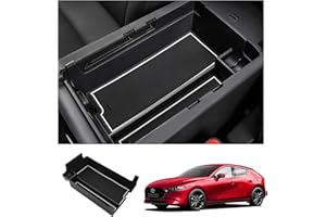 YEE PIN Mazda 3 2019-2022 2023 konsola środkowa, schowek na podłokietnik, organizer Mazda 3, pudełko do przechowywania, z matą antypoślizgową, akcesoria samochodowe