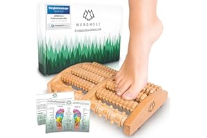 ‎NORDHOLZ NORDHOLZ® Fußmassageroller Holz zur Stressreduzierung und Entspannung durch Triggerpunkt-Therapie - Fußmassage für Zuhause & Büro - Fußroller Holz zur Vorbeugung & Linderung von Schmerzen