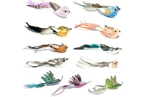 ZAYLUMO 11 Stück Katzenspielzeug Vogel Federspielzeug mit Glocke – Handgefertigte Ersatzköpfe für Katzenangel, Interaktive Katzenspielzeuge, Deko Anhänger für Zuhause & Rucksack