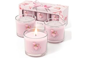 CHILLFLAME Candles Gifts for Women, Scented Candles Gift Set for Her, 3 Scented Votive Candles, Birthday Gifts for Women/Men (Pink, 200g)