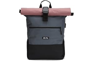 Ela Mo Rucksack Damen - Rolltop schön u. durchdacht - Laptop Rucksäcke für Frauen - Anti Diebstahl Tasche für Schule, Uni, Business (Salmon)