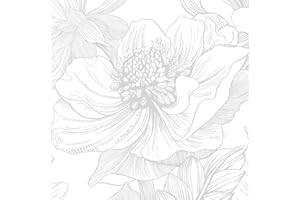 CiCiwind Peel and Stick Wallpaper 17.32''×236.22'' White Grey Floral Wall Paper Waterproof Self Adhesive Vinyl Thicken Sticky Back Plastic Remoble Stick on Wallpaper for Wall Furniture Vinyl Wrap