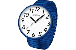 XIRUVE Donna Uomo Facile Lettura Numeri Grandi Quadrante Grande Cinturino Elastico Orologio da Polso Quarzo in Acciaio Inossidabile