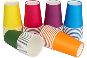 YANGTE 60 bicchieri di carta usa e getta per feste, 250ml, biodegradabili per feste fai da te, vacanze, matrimoni, 6 colori