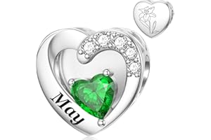 SEVENWELL Birsthtone Charms for Charm Bracelet 925 Sterling Silver Month Flower Birthday Bead Charm