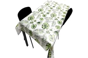 COMERCIAL CANDELA FELPUDOS Y ALFOMBRAS Hule | Mantel Mesa Antimanchas | Mantel Mesa Comedor y Mesa Cocina PVC Impermeable, para Interior y Exterior Diseño Hojas de Palmera Verde (140_x_250_cm)