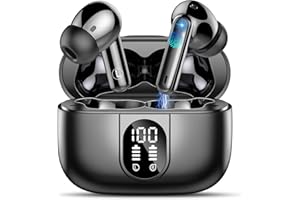 Csasan Cuffie Bluetooth, Auricolari Bluetooth 5.3 Cuffie Wireless con 4 HD Mics, 40 Ore Stereo HiFi Cuffiette Bluetooth, ENC Cancellazione Rumore, IP7 Impermeabile Cuffie Senza Fili con Display LED