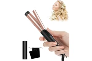 Curling Tongs for Short Hair Medium Long Hair, 25mm Mini Curling Iron- UKLISS 1 Inch Travel Friendly Ceramic Mini Hair Curler Wand, 3 Temps Adjustable 320-392℉, Dual Voltage (Black Rose)