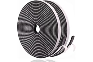 YANKUIRUI Adhesive Weather Stripping Foam Tape 6mm(W) x 3mm(T) Draught Excluder Tape for Door Window SoundProof Weather Strip Tape Seals for Gap Seal, 2 Rolls Total 20M Long Black