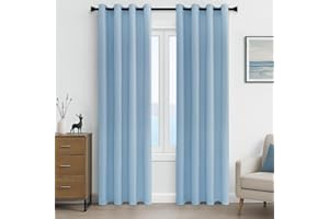 MRTREES Sky Blue Blackout Thermal Curtains with Eyelet, Room Divider Curtains for Bedroom and Living Room, 2 Panels 52x84 Inch 132x214 CM