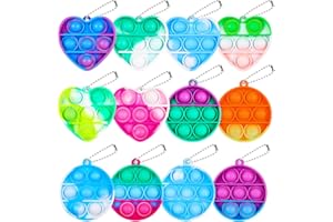 Smilcloud Lot de 12 mini porte-clés Pop Bubble Fidget en silicone Sensory Toy Mini Pop Pop Push Keychain pour adultes et enfants (couleur aléatoire)