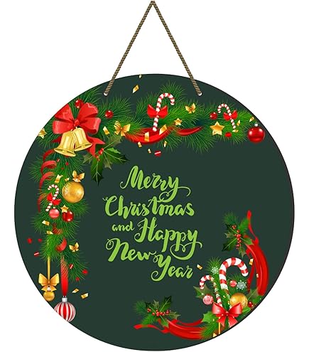 Webelkart Cartello In Legno Merry Christmas | Decorazione Natalizia Da Parete O Porta | 25x15 Cm | Stampato Opaco | Fatto A Mano In India