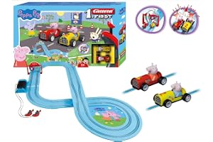 Carrera FIRST 20063044 Peppa Pig tvålbox Race - First Slot Racing Track, för barn i åldern 3+, 2,9 meter, med greta gris - Pe