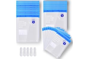 Aigostar - 30 sacchetti sottovuoto riutilizzabili senza BPA, 10 per dimensione. Adatto freezer, forno microonde, stufa vuoto. Valvola pompa sigillatrice, chiusura cerniera.