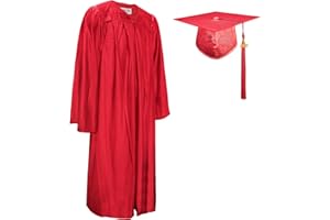 GraduationMall Unisex Shiny Graduation Cap and Gown for Adults with 2025 Year Charm University Bachelor High School 12 Colors