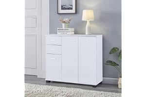 En.casa] Skänk Crimla hallskåp multifunktionellt skåp byrå med 2 lådor sovrumsskåp för hall vardagsrum sovrum 76 x 80 x 28 cm
