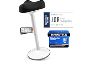 Vina Home® SH-01 Bürohocker Ergonomisch [IGR Zertifiziert] | Sitzhocker ergonomisch höhenverstellbar [58-83 cm]| Ergonomischer Hocker für Arbeit & Freizeit | Schwingeffekt [rutschfest] (Schwarz)