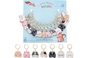 nbeads 14 Pcs Chat Thème Marqueur Point Crochet, Alliage Émail Crochet Marqueur Point Breloques Marqueur Tricot Verrouillage avec 304 Fermoir en Acier Inoxydable pour Crochet Tissage Couture Bijoux