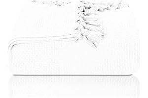 LAYNENBURG Narzuta klasy premium, z ręcznie tkanymi frędzlami, 100% bawełna, letnia narzuta o strukturze waflowej, bawełniana narzuta na łóżko, kanapę i sofę, rozmiar XXL, 220 x 240 cm, biała