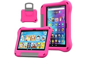 DJ&RPPQ Fire HD 8 Tablet Hülle für Kinder,Amazon Kindle Fire HD 8 & 8 Plus Tablet (12/10th Generation, 2024/2022/2020 Release) Leichte Stoßfeste Schutzhülle mit Griff Ständer.Rose