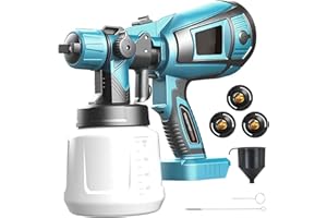 ANUPTTA Akku Farbsprühsystem,kompatibel mit Makita 18V Akkus, Elektro Lackierpistole mit 2 Düsen, 3 Spritzmuster,1000ml farbsprühgerät,Hohe Leistung，zum Streichen von Wänden Gartenzaun（ohne Akku）