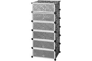 HUOLE Armoire Portable,6 Cubes DIY Système d'étagères Penderie Ouvert Plastique Portemanteau Garde-Robe Armoire,Armoire penderie Cube Multi-Rangement