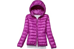 PENGNIAO Lightweight Down Jacket Women with Hood Womens Down Coats Women's Ultra Light Packable Down Jacket Down Filled Coat Parka Quilted Padded Hooded Puffer Jacket Ladies Bubble Puffa Jacket Winter