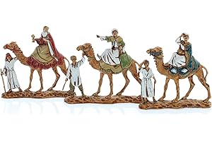 Moranduzzo Trío de Reyes Magos en Camello Apto para Belén de 3,5 cm Escala 1:50 – Micro 3,5 – Figura Indestructible, Estilo Siglo XVIII, Acabada a Mano, Escultor M. Landi
