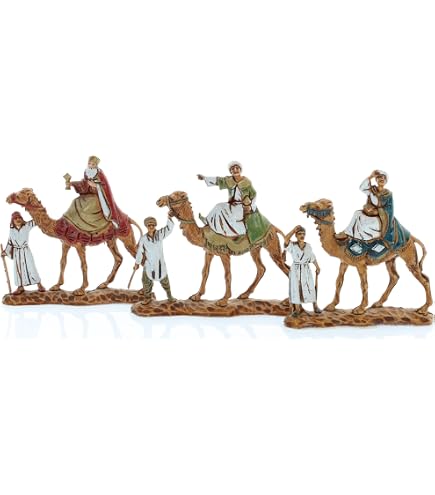 Holyart Re Magio Melchiorre Su Cammello – Statua In Gesso Colorato A Mano – Arte Barsanti – 20 Cm Per Presepe