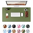YSAGi Leather Desk Pad Protector, Office Desk Mat, Large Mouse Pad, Non-Slip PU Leather Desk Blotter, Laptop Desk Pad, Waterproof Desk Writing Pad for Office and Home (Green, 31.5" x 15.8")
