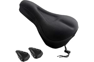 KSVFTB Bike Seat Cushion, Bicycle Saddle Cushions with 2 Bike Waterproof Seat Cover, Extra Soft Gel Bike Seat Cover Compatible with Peloton, Exercise Bike Seat Cushion for Indoor and Outdoor