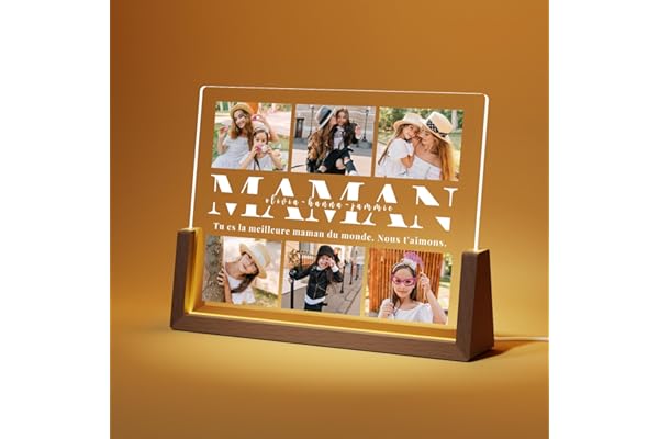 LUCKOR Cadeau Fete des Meres Personnalisé Cadre Photo pour Maman - Idee Cadeaux Fête des Mères - Cadre Fete des Meres Original - Cadeau Maman Anniversaire - Lampe Personnalisée avec Photo