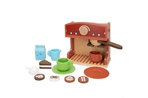 WOOMAX Cafetera Madera Juguete, 12 Accesorios, Electrodoméstico de Juguete, Máquina para Hacer café, Complementos Cocina, Juegos educativos, Juguetes niños 2 años, Regalos cumpleaños niños (47599)