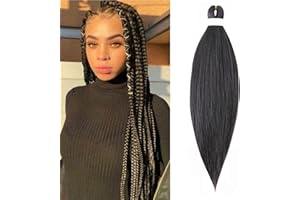 CYBELLEZA 65cm Extensiones de Pelo Sintético para Trenzas Africanas Braiding Twist Crochet Hair EZ Trenzado Yaki Profesional Cabello Pre Stretched Braiding Hair Postizo 1 Piezas, Marrón medio