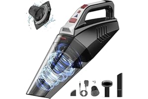 Hihhy Handstaubsauger, 9000Pa Handstaubsauger Akku mit LED Licht, 120W Kabellos Handsauger per Auto, Haus, Tierhaare, Schwarz