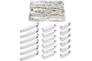 HAXIHA 150 Piezas Plata Pines de Broche,Broche de Seguridad,Parte Trasera de Pin de Insignia,Broche de Insignia con 3 Agujeros, Cierre Trasero Seguro con Cierre de Barra Trasera 20/25/32mm Plata