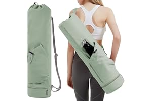 sportsnew Sac Yoga Tapis Rangement pour Tapis de Yoga Femme Sac de Yoga Sac pour Tapis de Sport Séparation Humide et Sèche Ochette à Cordon pour Bouteille d'eau et Poches Latérales Zippées